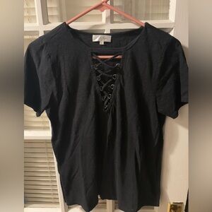 Black Lace-Up Women's Top
